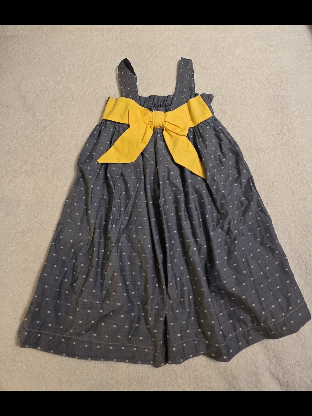 Handmade Girls Grey/Yellow Dot Dress (Size 5T)